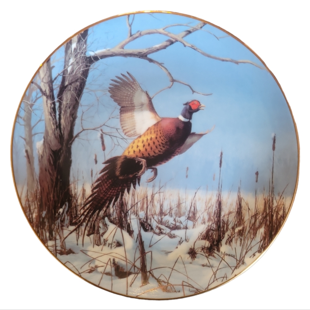 Vtg WINTER SOLITUDE Plate Game Birds Collection David Maass RING-NECKED PHEASANT